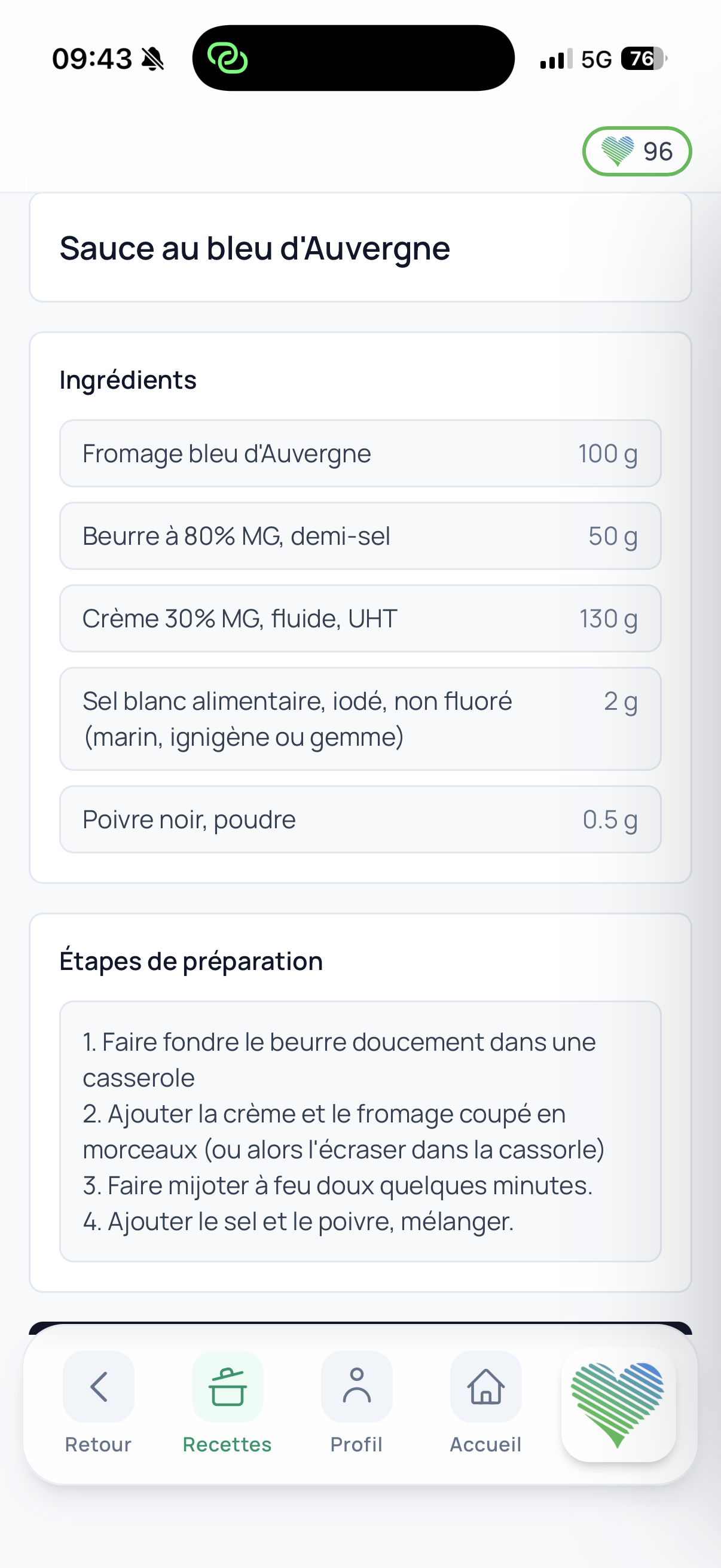 Recette détaillée avec ingrédients et préparation